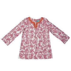 Calypso St. Barth For Target Embroidered Cotton Elephant Print Long Sleeve Tunic